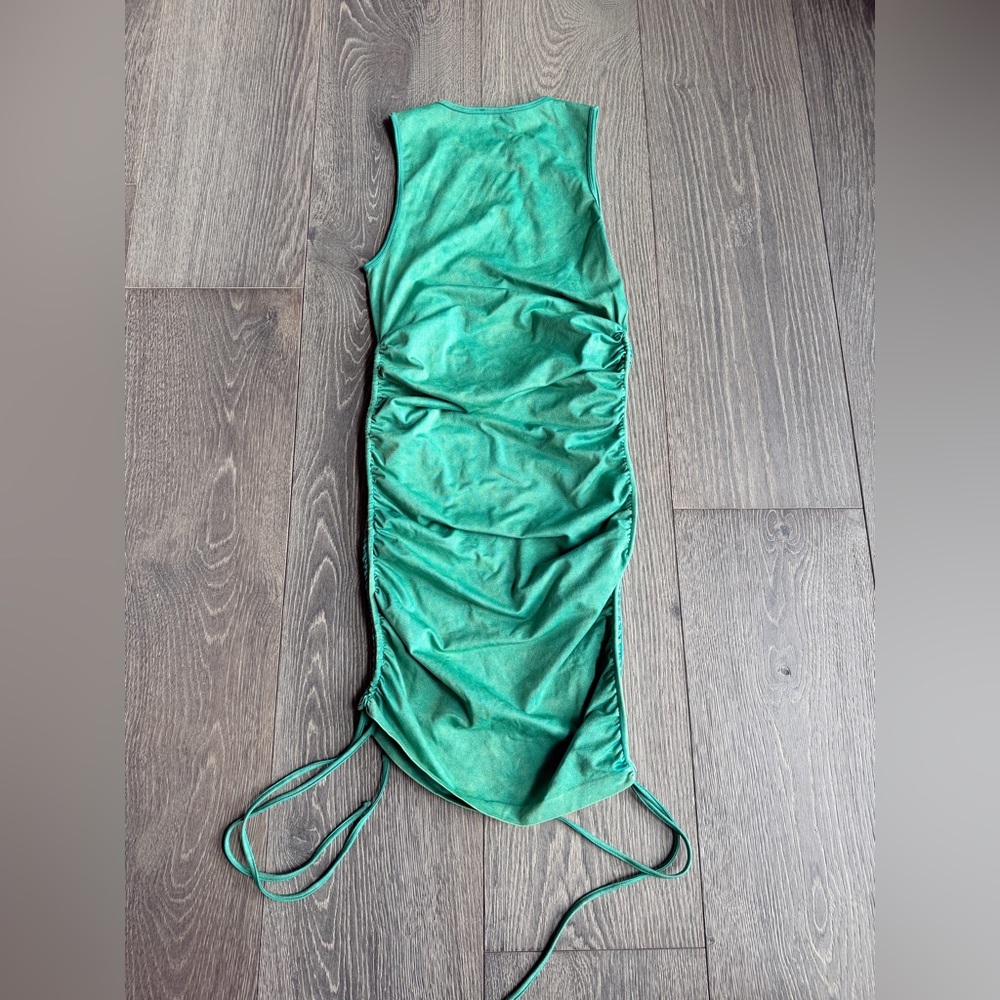 Zara Ruched Bodycon Dress in Yellow Green Size M-L - Picture 6 of 7